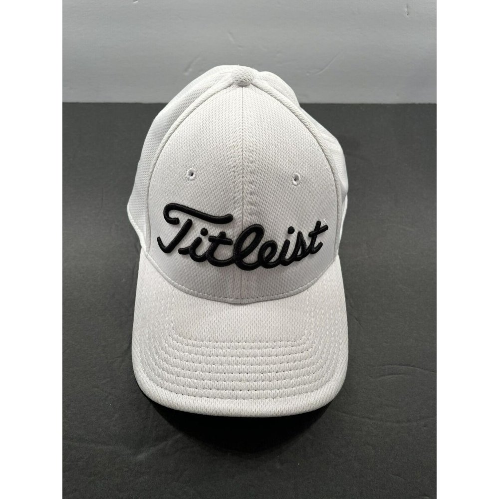Titleist Hat by New Era Flex Fit Med/Large Stretch White Black Golf